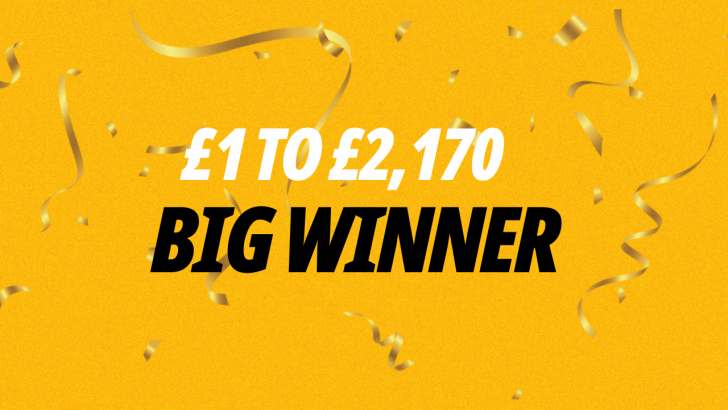 Image as one Betfair customer turns £1.08 into a £2170 winner!